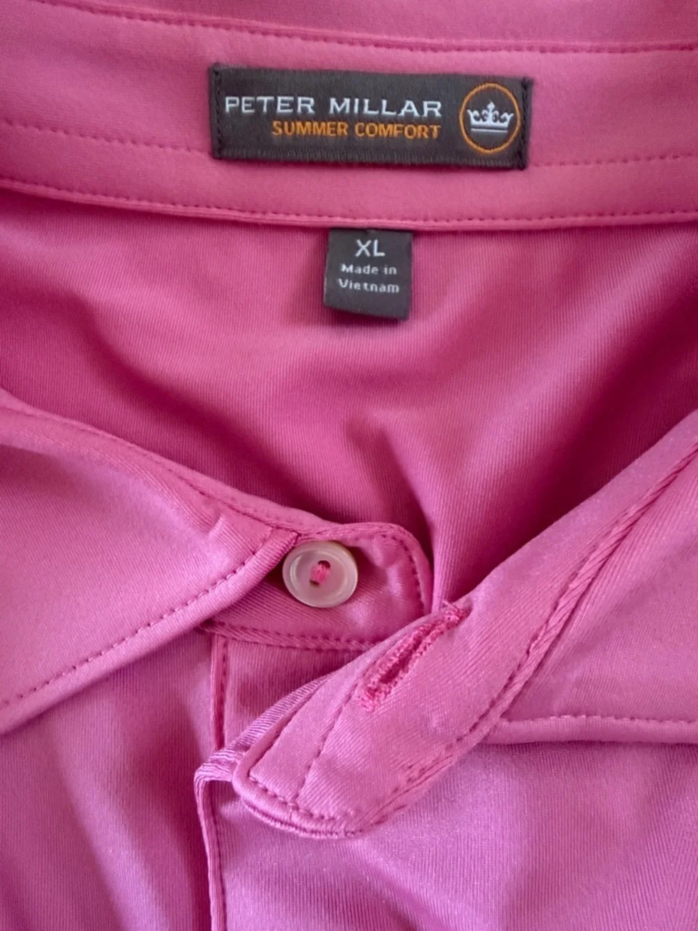 Peter Millar Summer Comfort Pink Long Sleeve Polo Shirt XL Performance Stretch